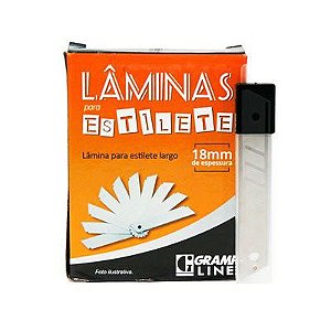 Lâmina para estilete Largo 18mm Caixa com 10 tubos - Gramp Line