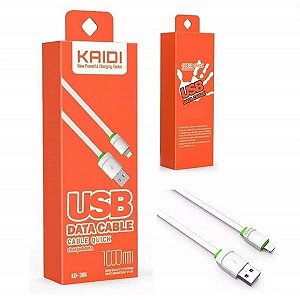 Cabo de Dados para Iphone Carga Rápida Revestido Em Silicone Kaidi Kd-306