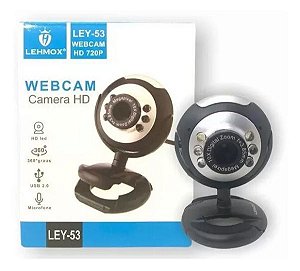 Webcam Ley-53 Microfone Luz Led 360 Graus Hd 720p Usb - Lehmox