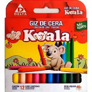 Giz de cera (fino) 12 Cores Koala - Delta