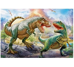 Quebra-Cabeça Cartonado Batalha Dos Dinossauros com 200 peças - Grow