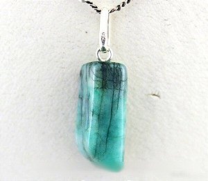 Colar Pedrinha Polida Esmeralda Natural Pino Prata 950