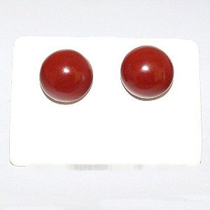 Brinco Botton Pedra Jaspe Vermelho Natural Prata 950 Tarraxa
