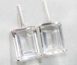 Brinco Cristal Facetado Pedra Natural na Garra Prata 950