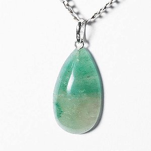 Pingente Gota Onix Verde Natural Montagem Pino Prata 950