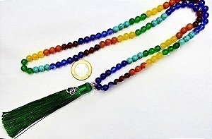 Terço Japamala Com Pedra 7 Chakras Bolinhas 8mm Furada