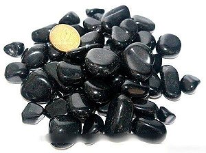 Obsidiana Negra Pedra Rolada Tamanho Pequeno Pacote 100g