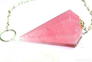 Pendulo Quartzo Rosa Facetado Pedra Natural Para Radiestesia