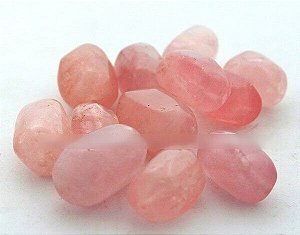 Pedra Rolada Quartzo Rosa Furo Vazado Horizontal Artesanato