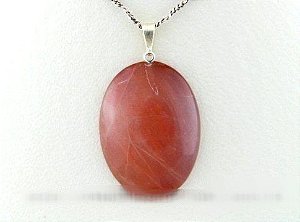 Colar Cabochão Aragonita Vermelha Natural Pino Prateado