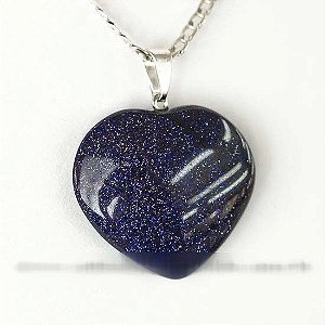Colar Coração Pedra Estrela Azul  Montagem Banhado Prata