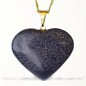 Colar Coração Pedra Estrela Azul Montagem Banho Dourado