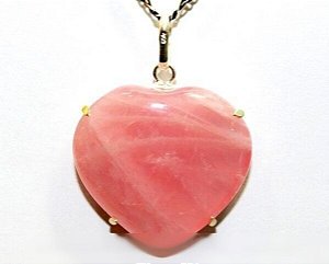 Colar Coração Quartzo Rosa Garra Prata 950