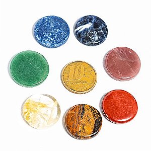 Kit 7 Chakras Disco 20mm Naturais Pequenas Kundalini Stone