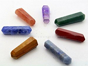 Mini Bi terminado Pedras 7 chakras Lapidado Tamanho Mini 3cm