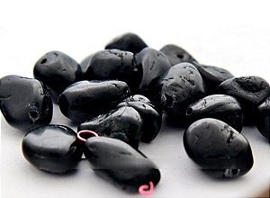 Pedra Rolada Turmalina Preta Lapidado p Pingente Furo Vazado