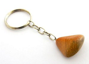 Chaveiro Pedrinha Jaspe Amarelo Rolada Natural Prateado