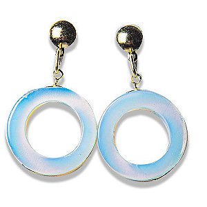Brinco Pedra Da Lua Disco Ranhurado Dourado