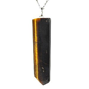 Colar Pontinha Olho de Tigre Grande Pino Prata 950