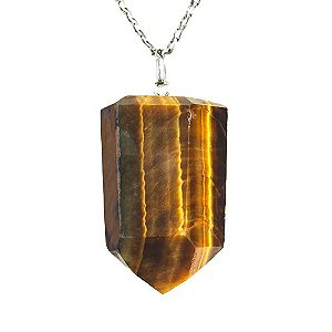 Colar Pontinha Olho de Tigre Grande Pino Prata 950