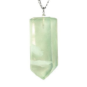 Colar Pontinha Fluorita Verde Grande Pino Prata 950