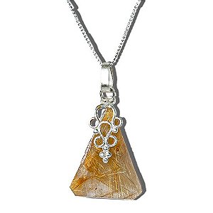 Colar Trillion Rutilo Ouro Montagem Pino Prata 950 137122