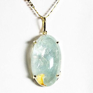 Colar Topazio Pedra Natural Grande Oval Garra Dourada