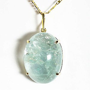 Colar Topazio Pedra Natural Grande Oval Garra Dourada