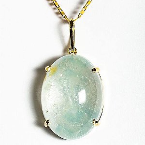 Colar Topazio Pedra Natural Grande Oval Garra Dourada