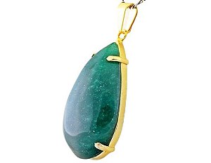 Colar Extra Gota Pedra Quartzo Verde Montagem Garra Dourado