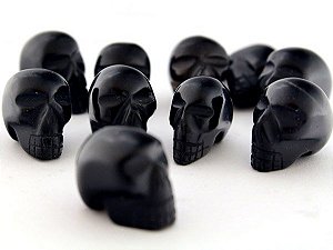 Crânio Não Pingente Pedra Obsidiana Negra Esculpido Natural