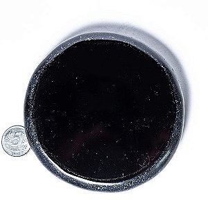 Espelho Negro Disco Redondo Pedra Obsidiana Negra 10 a 12 cm