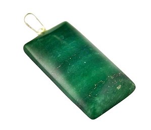 Colar Retangular Pedra Quartzo Verde Pino Argola Prateada