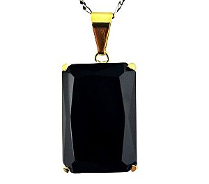Colar Ônix Preto Facetado Manual Garra Dourado