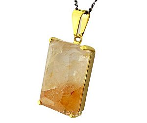 Colar Hematoide Amarelo Facetado Manual Garra Dourado