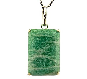 Colar Amazonita Verde Facetado Manual Garra Dourado