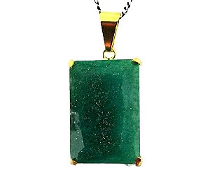 Colar Quartzo Verde Facetado Manual Garra Dourado