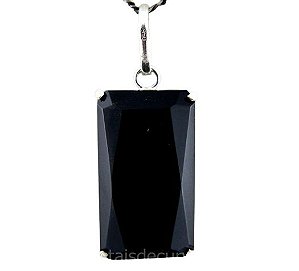 Colar Facetado Pedra Onix Preto Prata 950 Garra Reforçado