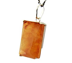 Colar Facetado Pedra Hematoide Amarelo Prata 950 Garra