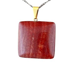 Colar Quadrado Liso Dolomita Vermelho Pino Dourado