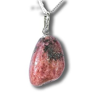 Colar Pedrinha Rodonita Rolada Prata 950