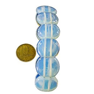 Pulseira Cabochão 20mm Pedra da Lua Opalina Fio Silicone
