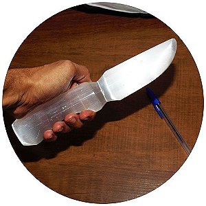 Adaga ou Athame Faca Pedra Selenita Branca Esotérico