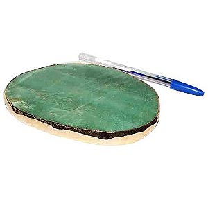 Bandeja Quartzo Verde Borda Dourada Petisqueira p Frios 14cm