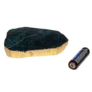 Bandeja Apatita Azul Borda Dourada Petisqueira p Frios 9cm