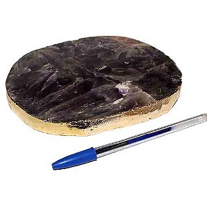 Bandeja Ametista Baiana Borda Dourada Petisqueira Frios 18cm