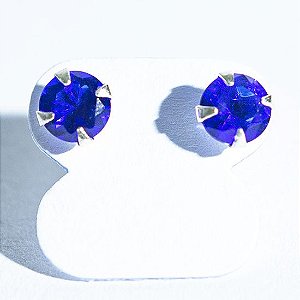 Brinco Ponto de Luz Zircônia Safira Azul 5mm Prata 925 136805
