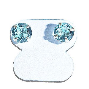 Brinco Ponto de Luz Zircônia Água-Marinha 5mm Prata 925 136801