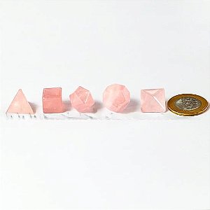 Kit 5 Radionico Quartzo Rosa Solido de Platao Facetado