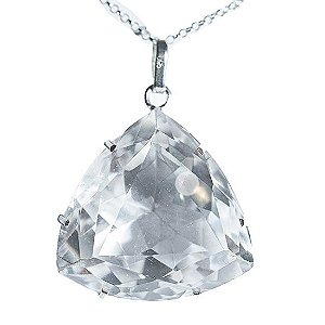 Colar Gigante Trillion Facetado Cristal Garra Prata 950
